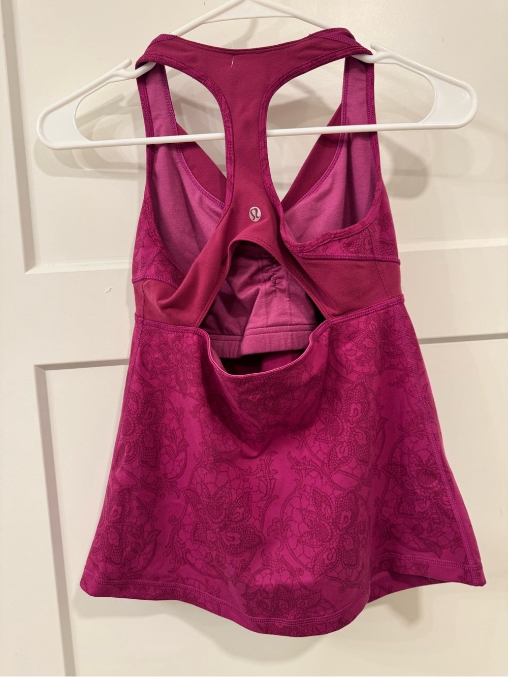 lululemon athletica Deep Pink Racerback Tank with Subtle Floral Print - Picture 2 of 2